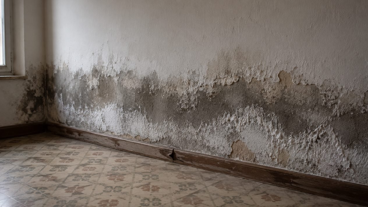 Tratamiento de humedades en Salou: pared interior afectada por humedad por capilaridad